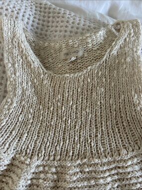 Pilcro Cream Open-Knit Scoop Neck Sweater